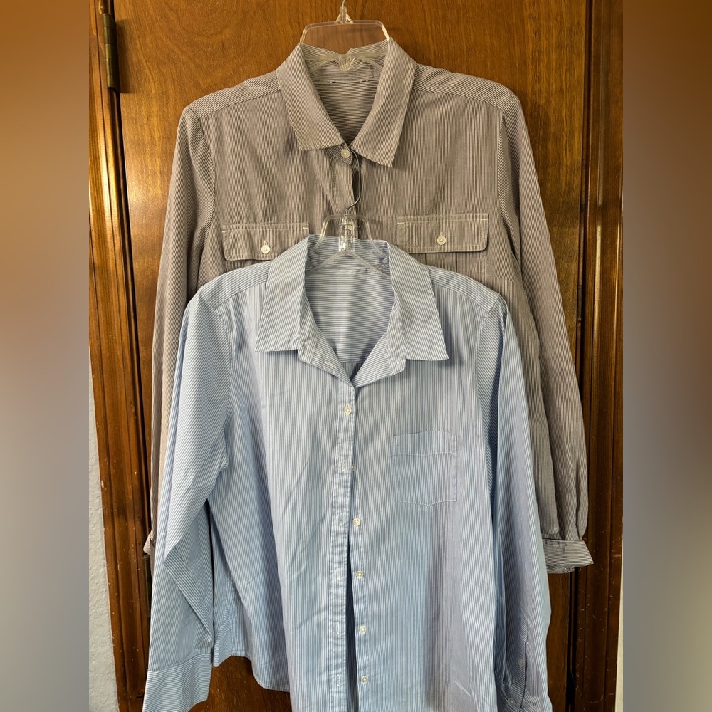 Two thin striped dress shirts, size m, excellent condition